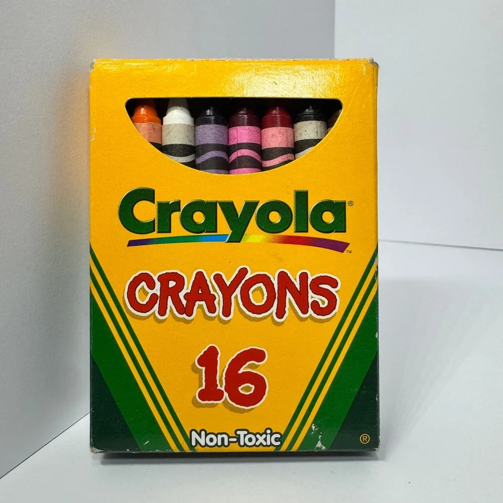 Vintage 1999 Crayola 16 Count‎ Crayons Box Binney & Smith Non-Toxic USA Used Set